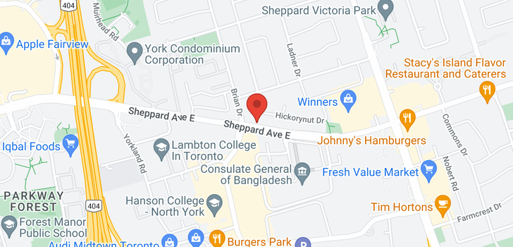 map of 2038 SHEPPARD AVE E